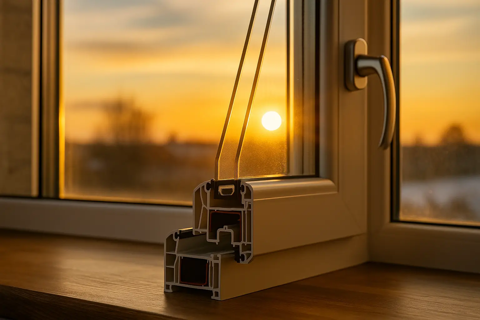 оконный профиль на фоне заката